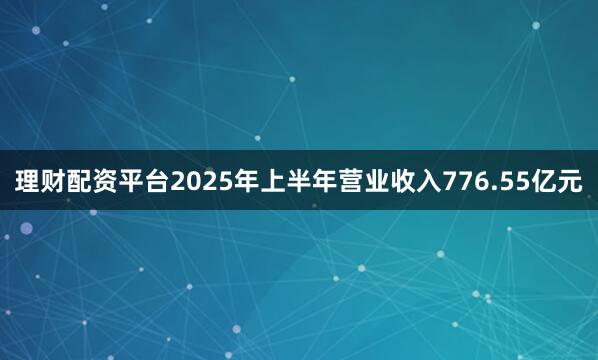 理财配资平台2025年上半年营业收入776.55亿元